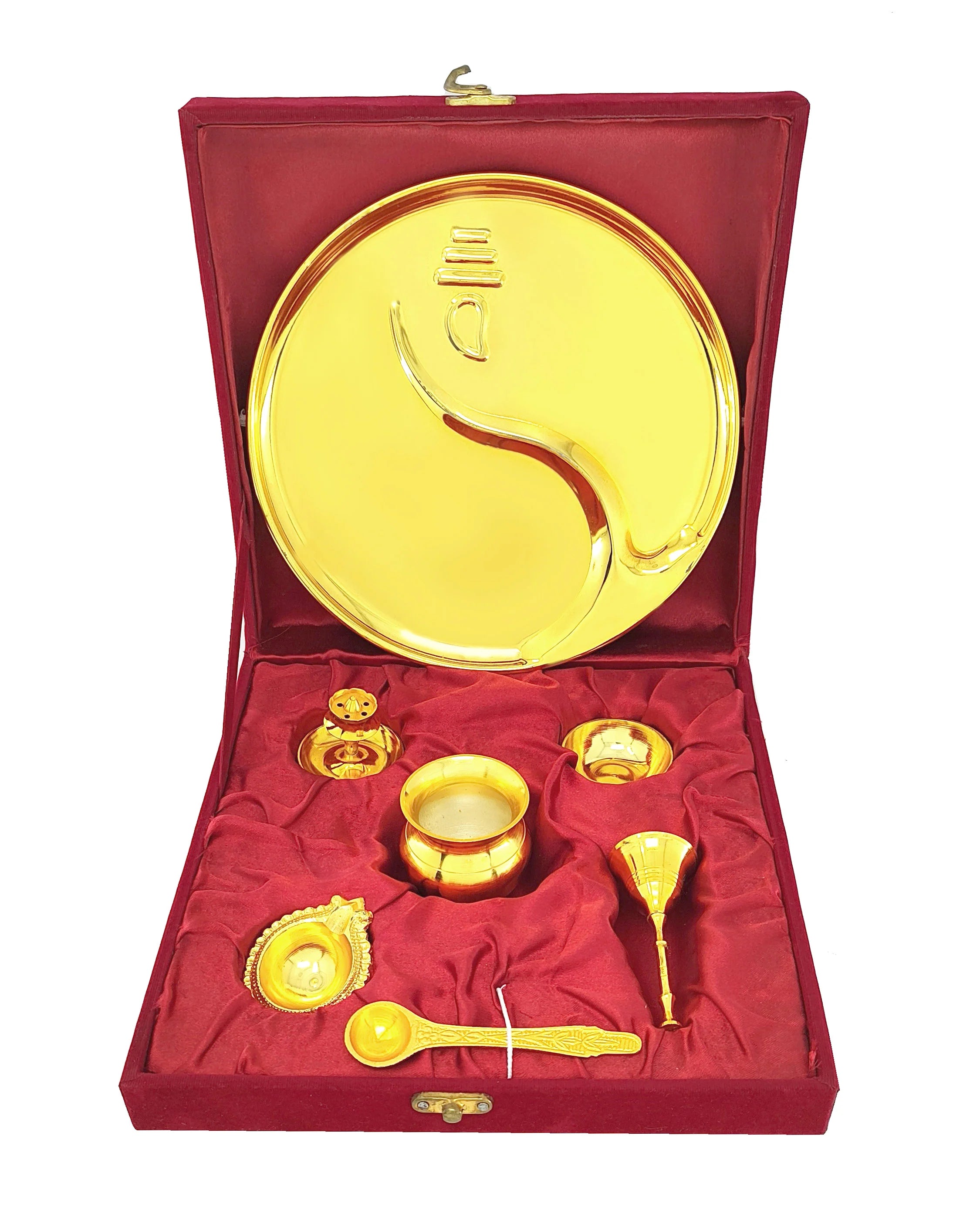 22 cm Gift‑Boxed Silver‑Plated Thali Set  BENG